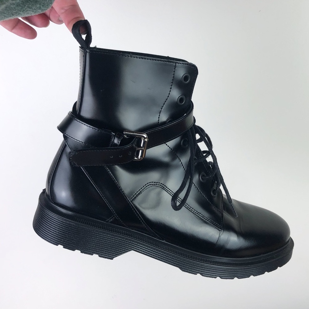 MAJE • Frank Polished Black Leather Combat Boots - Picture 8 of 11